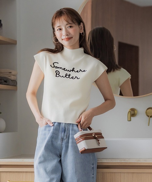 tシャツ イタリア糸cool素材ニットトップス レディース coca tシャツ チェーンロゴボトルネックニットトップス