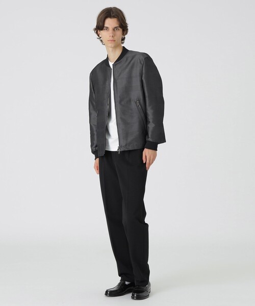 BLACK LABEL CRESTBRIDGE MA-1ジャケット M グレー BLACK LABEL CRESTBRIDGE ma1 ma-1 グレンチェックジャカードMA