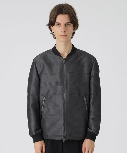 BLACK LABEL CRESTBRIDGE MA-1ジャケット M グレー BLACK LABEL CRESTBRIDGE ma1 ma-1 グレンチェックジャカードMA