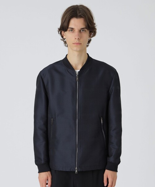 BLACK LABEL CRESTBRIDGE MA-1ジャケット M グレー BLACK LABEL CRESTBRIDGE ma1 ma-1 グレンチェックジャカードMA