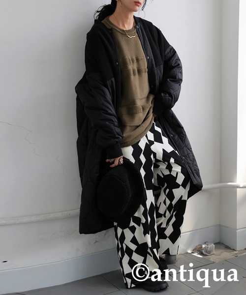 ニット セーター パイルジャガードニット レディース メンズ antiqua ニット セーター パイルジャガードニット レディース