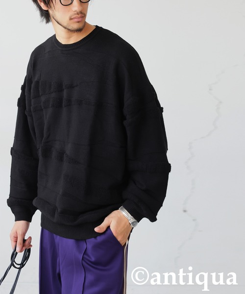 antiqua ニット セーター パイルジャガードニット レディース