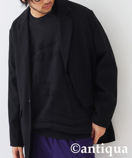 ニット セーター パイルジャガードニット レディース メンズ antiqua ニット セーター パイルジャガードニット レディース