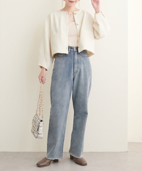 natural couture アウター 「Web限定」金釦ショート丈ジャケット