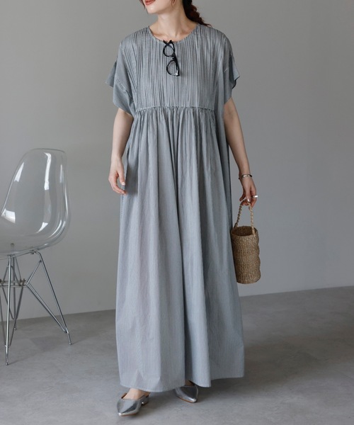 SEA NEW YORK インド製 コットンワンピース　ピンタック　ギャザー SEA NEW YORK インド製 コットンワンピース ピンタック ギャザー