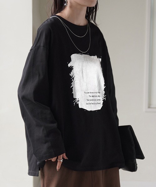 HUG.U（ハグユー） tシャツ シャイニーフロントプリントロンT