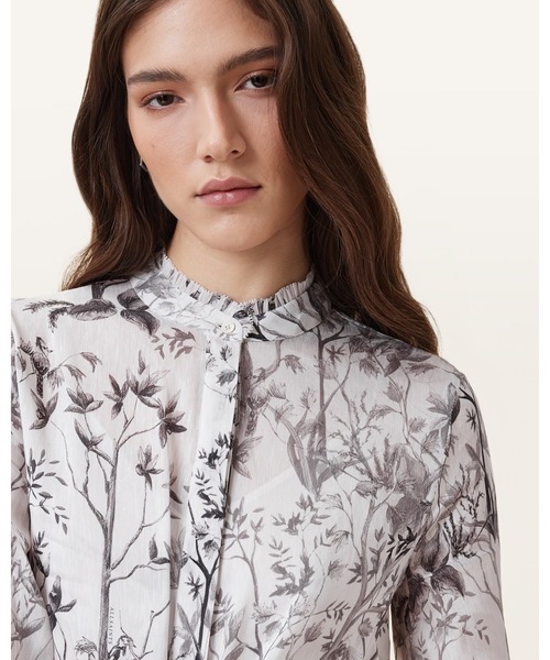 ALLSAINTS シャツワンピース ホワイト 長袖 ALLSAINTS シャツワンピース CLANETTA MIDI SHIRT DRESS
