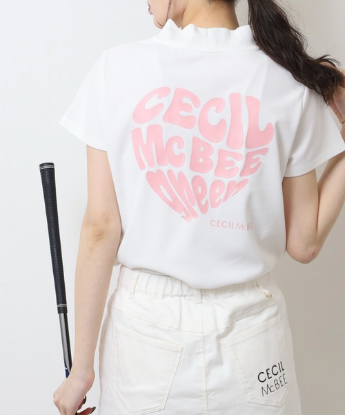 CECIL McBEE（セシルマクビー） tシャツ ハートモチーフ半袖モック