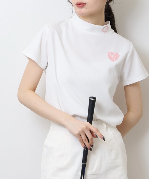 CECIL McBEE（セシルマクビー） tシャツ ハートモチーフ半袖モック