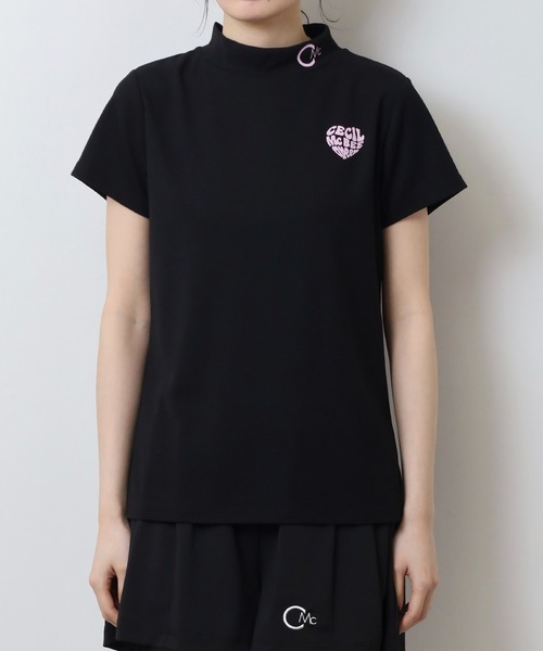 マーク&ロナ　モックネック　Tシャツ　ブラック　ハート❤︎ ゴルフ 公式 LONA & MARK │ モックネック・Tシャツ(レディース) レディースウェア