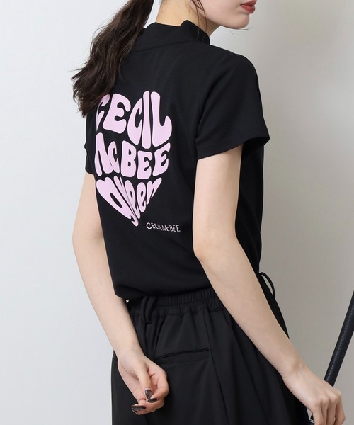 CECIL McBEE（セシルマクビー） tシャツ ハートモチーフ半袖モック