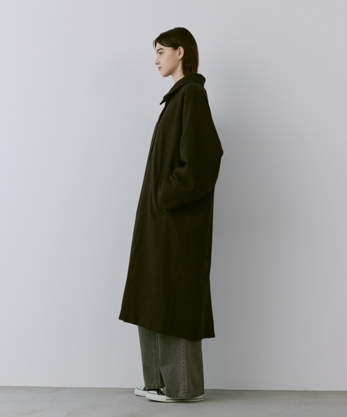 「flaner」 ステンカラーコート LARGE ダークブラウン レディース_画像3