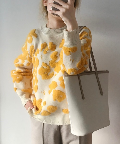 「MAISON DE THERESE」 長袖ニット FREE イエロー レディース_画像2