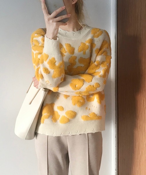 「MAISON DE THERESE」 長袖ニット FREE イエロー レディース_画像4