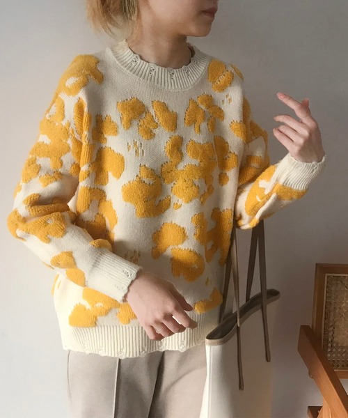 「MAISON DE THERESE」 長袖ニット FREE イエロー レディース_画像5