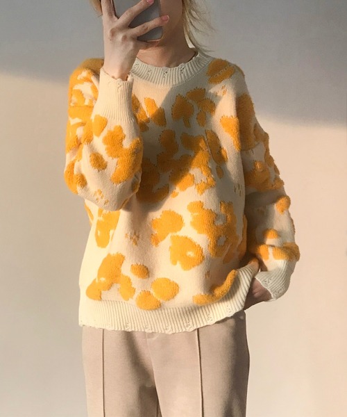 「MAISON DE THERESE」 長袖ニット FREE イエロー レディース_画像6