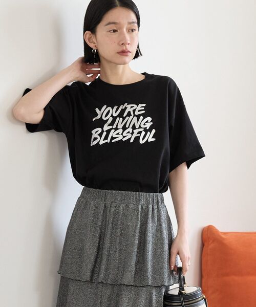 tシャツ ポイント箔プリントTシャツ レディース AMERICAN HOLIC tシャツ 箔プリントTシャツ レディース