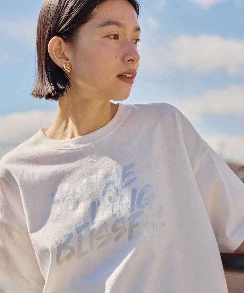 tシャツ ポイント箔プリントTシャツ レディース AMERICAN HOLIC tシャツ 箔プリントTシャツ レディース