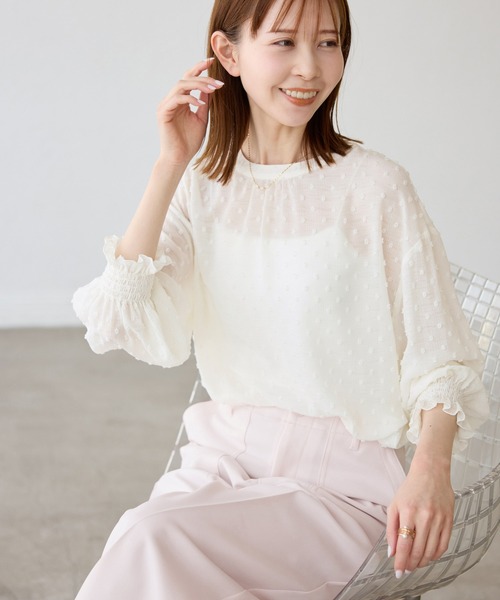ブラウス シャツ 袖コンシャスブラウス レディース grove ブラウス シャツ お洒落に決まる 麻調袖コンシャス