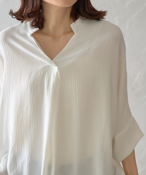 each alchemist ブラウス シャツ スキッパーとろみ抜き襟ブラウス