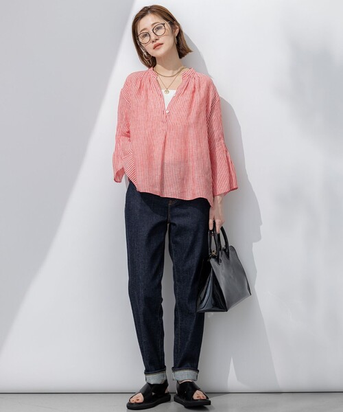 ブラウス シャツ 「洗える」LIBECO タックスリーブ シャツ レディース 23区｜【洗える】LIBECO タックスリーブ シャツ | Rakuten