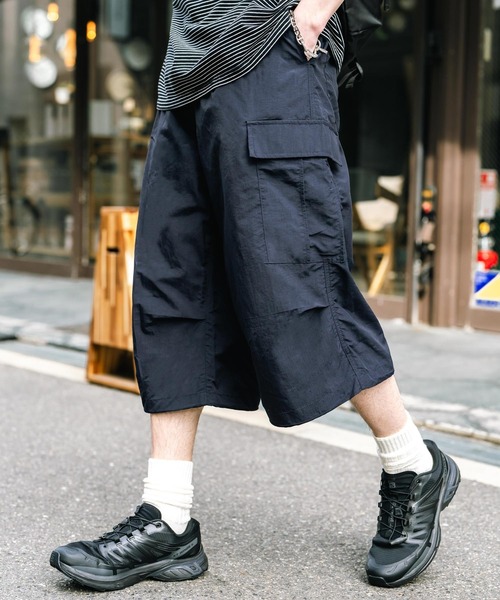 Rocky Monroe カーゴパンツ 膝下丈 ワンタック ナイロンワイド