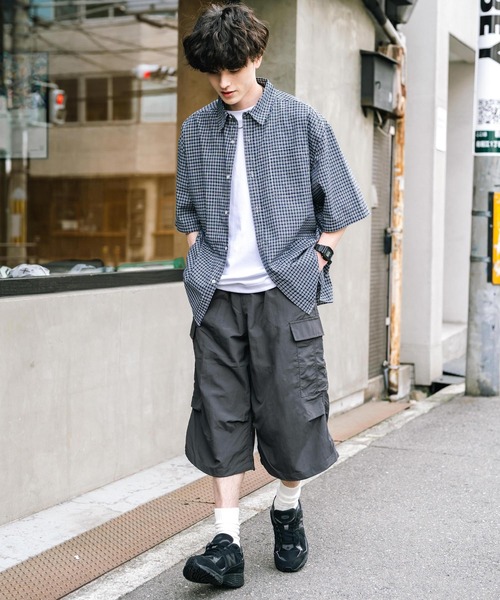 Rocky Monroe カーゴパンツ 膝下丈 ワンタック ナイロンワイド