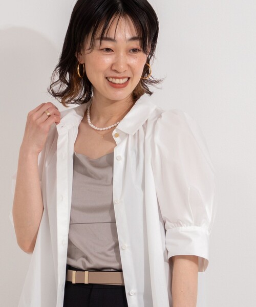 【新品未使用タグ付き】NOLLEY'S★パフスリーブ半袖シャツブラウス NOLLEY'S（ノーリーズ） ブラウス シャツ パフスリーブ半袖シャツ