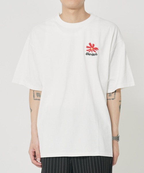 ROUGH TRADE tシャツ USAコットン スノーウォッシュフラワーTEE(M1