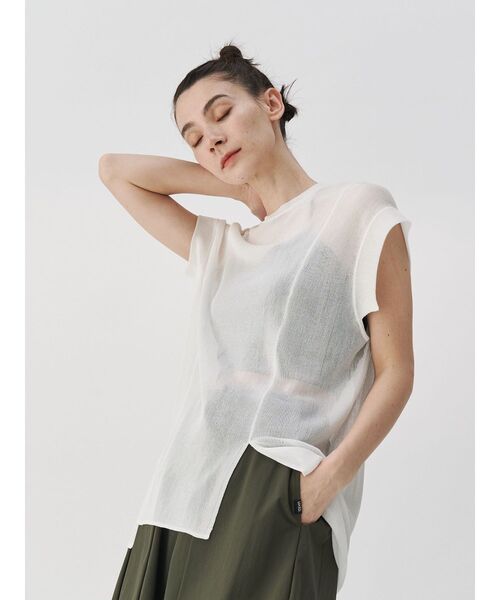 ニット セーター SHEER SLEEVELESS KT TOP / シアースリーブレスニットトップ レディース