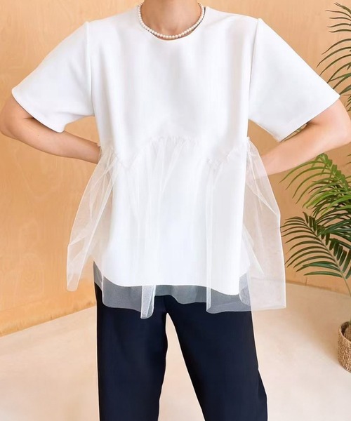 Lace Ladies（レースレディース） tシャツ 半袖 チュール ペプラム