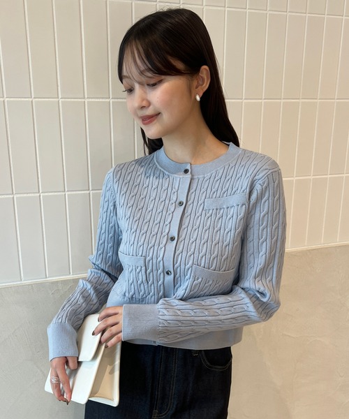 anuans（アニュアンス） ニットカーディガン FREE ブルー レディース