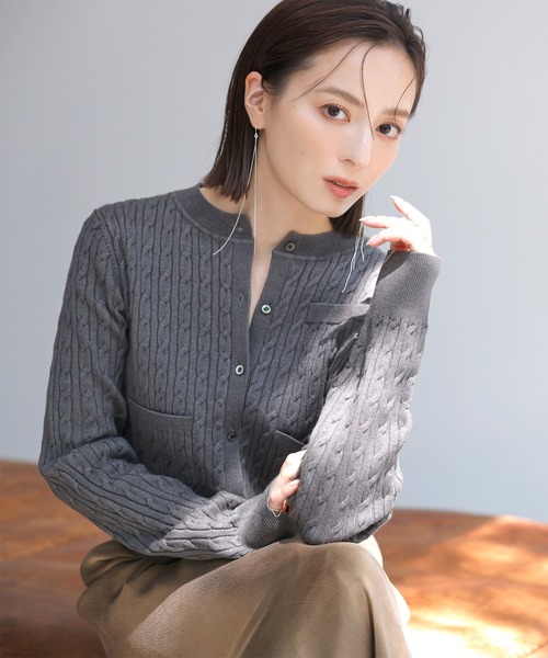 anuans（アニュアンス） ニットカーディガン FREE ブルー レディース