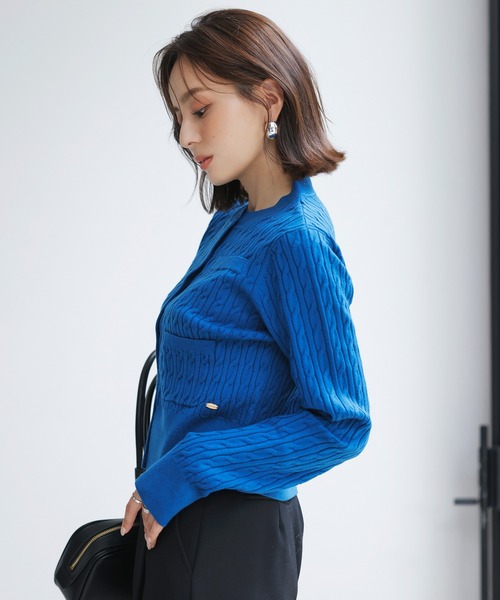 anuans（アニュアンス） ニットカーディガン FREE ブルー レディース