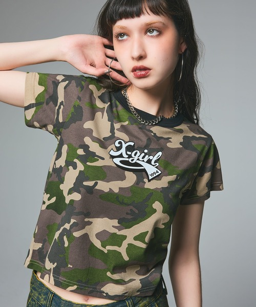 tシャツ CURSIVE LOGO CAMO S/S BABY TEE レディース