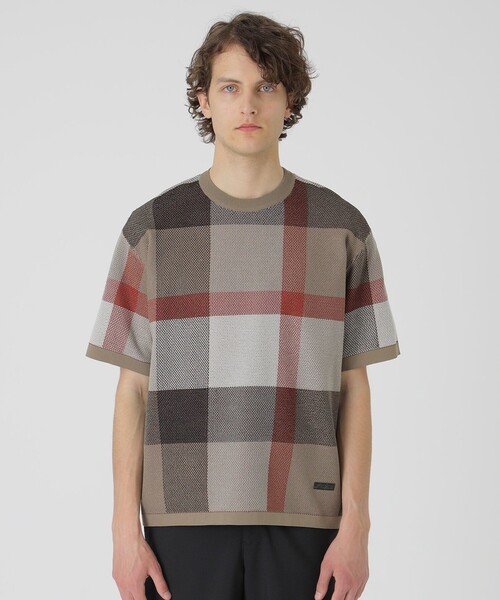 【超美品】クレストブリッジ カットソー 紺 LL パッチワーク クレストチェック セール】 【一部店舗限定】パネルクレストブリッジチェックT