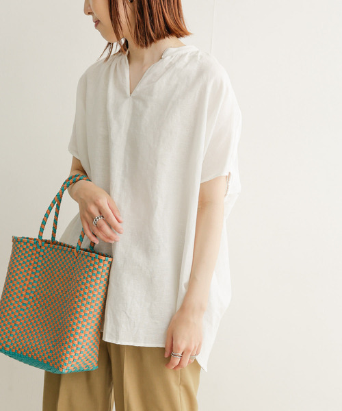 「URBAN RESEARCH DOORS」 半袖ブラウス MEDIUM ネイビー レディース URBAN RESEARCH DOORS 「URBAN DOORS」 半袖ブラウス MEDIUM