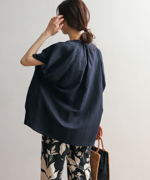 「URBAN RESEARCH DOORS」 半袖ブラウス MEDIUM ネイビー レディース URBAN RESEARCH DOORS 「URBAN DOORS」 半袖ブラウス MEDIUM