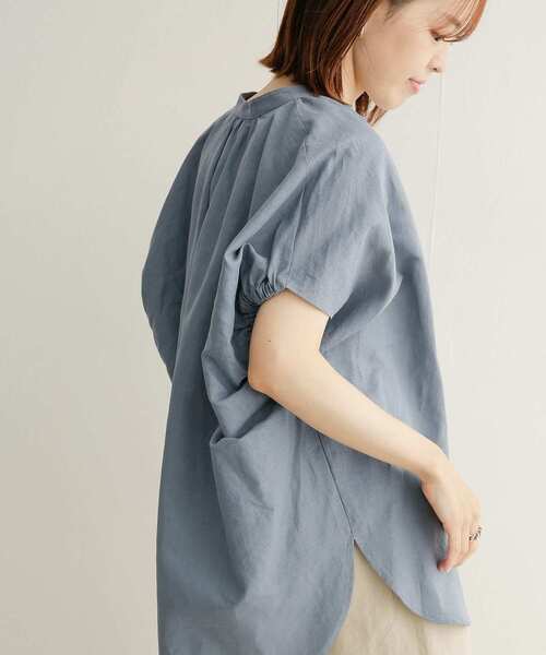 「URBAN RESEARCH DOORS」 半袖ブラウス MEDIUM ネイビー レディース URBAN RESEARCH DOORS 「URBAN DOORS」 半袖ブラウス MEDIUM
