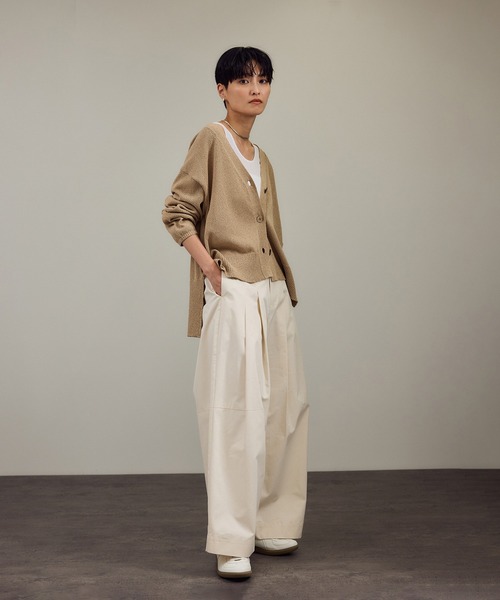 TAN メタリック 和紙混 カーディガン SALON adam et rope'（サロン アダム エ ロペ） カーディガン ペーパー