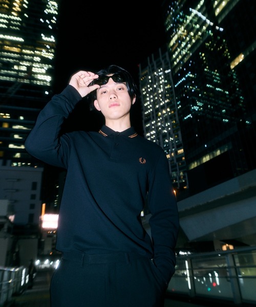FRED PERRY ネイビー 長袖ポロシャツ XL FRED PERRY 「FRED PERRY」 長袖ポロシャツ X-LARGE ネイビー