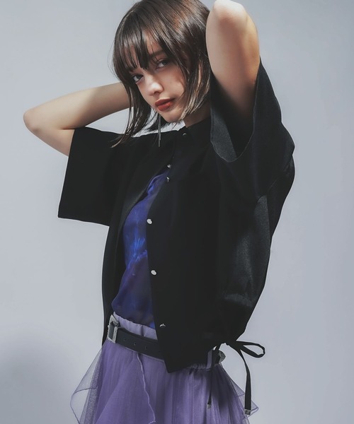 ブラウス シャツ リネンライクショートシャツ(HARE) レディース ブラウス シャツ ショート丈シアーシャツ レディース : ZOZOTOWN