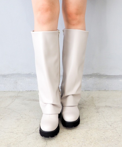 あしながおじさんルーズロングブーツ （ベージュ）-24cm- 新品 byあしながおじさん ブーツ 軽量｜カバーロングブーツ 8990029
