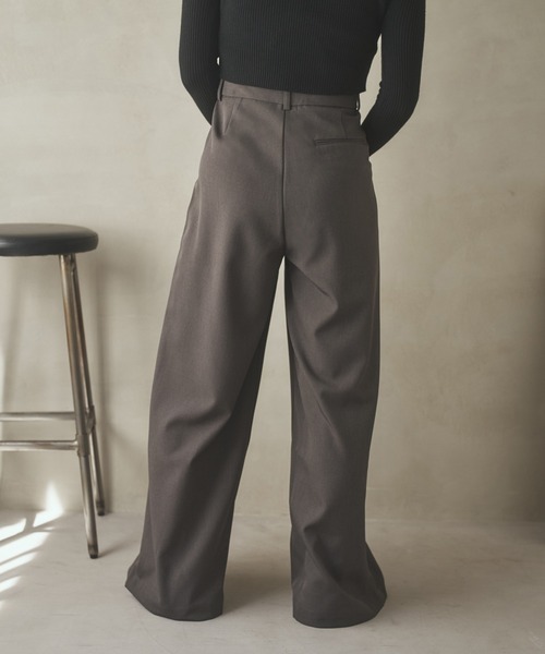 パンツ double tuck wide pants /ダブルタックハイウエストワイド