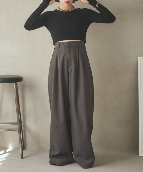 ワイドパンツ パンツ double tuck wide pants /ダブルタックハイ