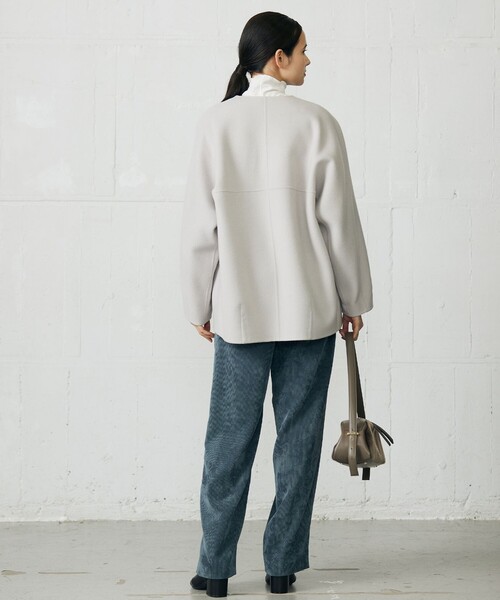 自由区（ジユウク） ノーカラーコート コート ウールリバーノーカラー