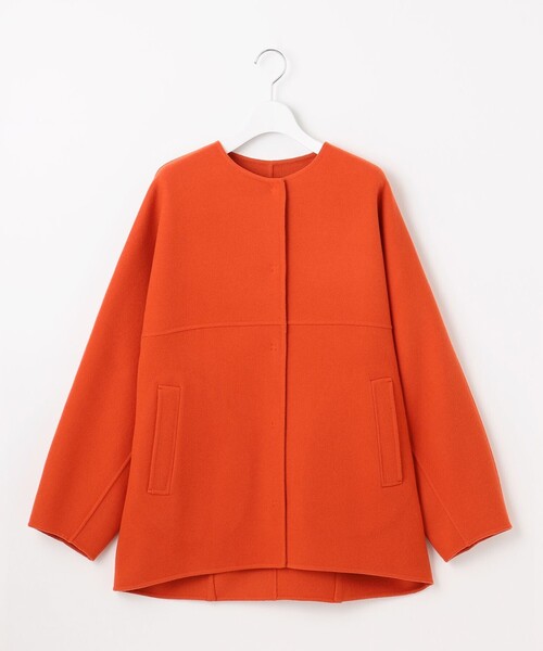 自由区（ジユウク） ノーカラーコート コート ウールリバーノーカラー