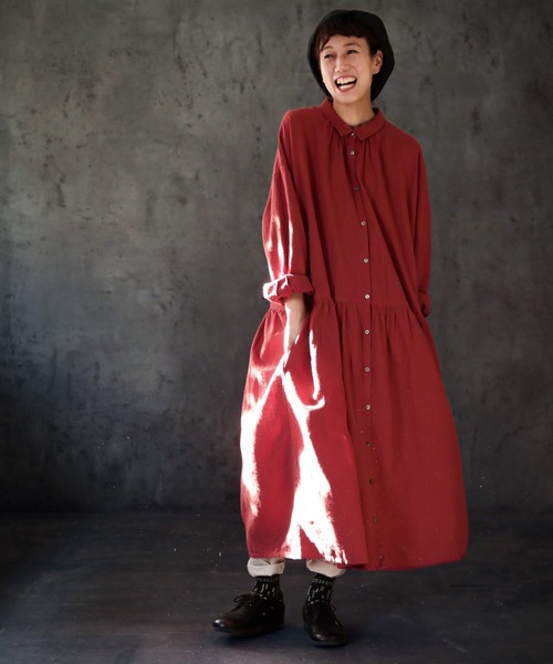 soulberry 「soulberry」 シャツワンピース M レッド レディース