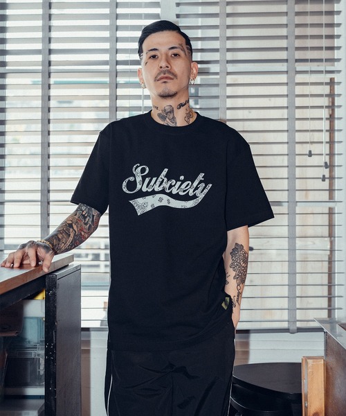 「Subciety」 半袖Tシャツ LARGE ブラック メンズ