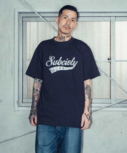 「Subciety」 半袖Tシャツ LARGE ブラック メンズ